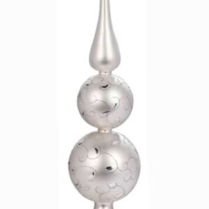 Silkemat sølv spir med blade 31 cm