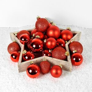 Rød juletæskugler sortiment 26 stk