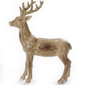 Hjort natur i porcelæn med snittet trælook 16.5 cm