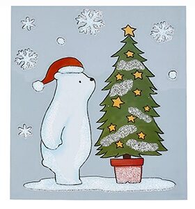 Vindue vinyl stickers isbjørn med juletræ