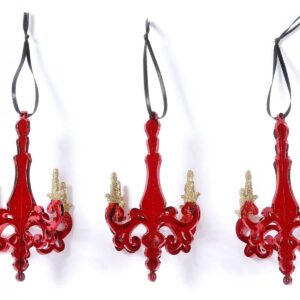 Røde lysekroner juletræs kugler 3 stk.