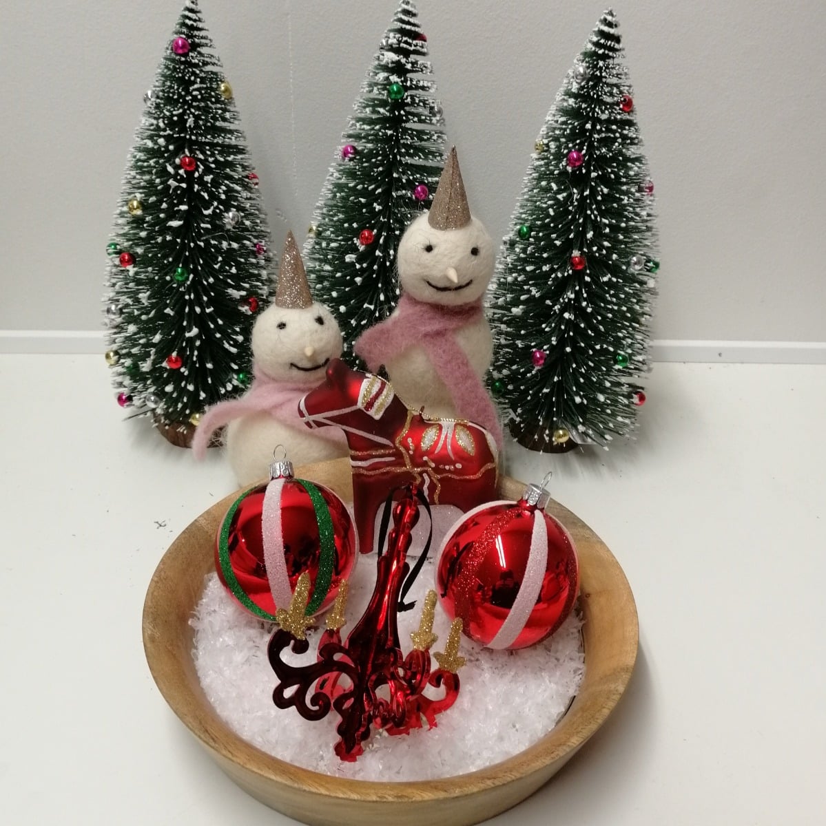 Røde lysekroner juletræs kugler 3 stk. d