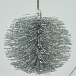 Sølv glimmer juletræs kugle 10 cm