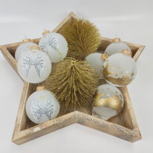 Guld glimmer juletræs kugle 10 cm a