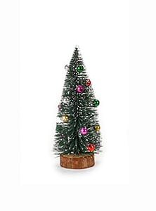 Juletræ grøn med sne og perler 17 cm