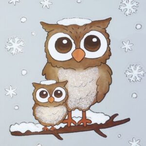 Uglemor og ugleunge vindue stickers