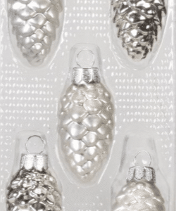 Kogler glas kugler i blank og silkemat sølv