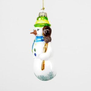 Snemand hvid opal juletræskugle 13 cm