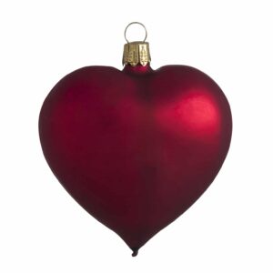 Røde silkematte hjerte juletræskugler Ø 8 cm