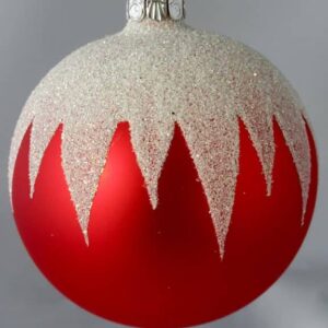 Rød silkemat juletræskugle med glimmer