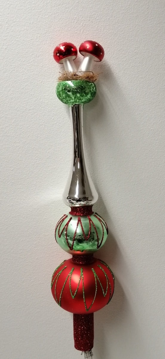 Juletræspir top med paddehatte på toppen 36 cm c