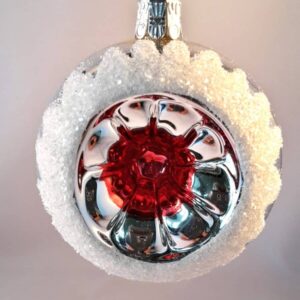 Sølv reflektor juletræskugle med glimmer