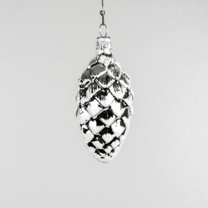 Kogler sølv juletræs kugler med sne på 7 cm