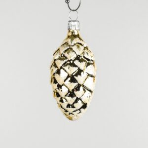 Kogler guld juletræs kugler med sne på 7 cm