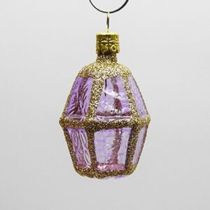 Lilla buttet lanterne juletræskugle med glas vinduer