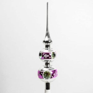 Sølv juletræspir top med reflektor 39 cm