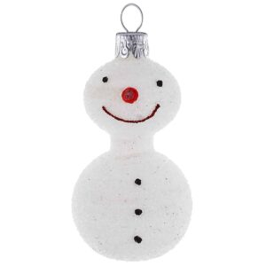 Hvid munter snemand af dobbelt kugle 8 cm