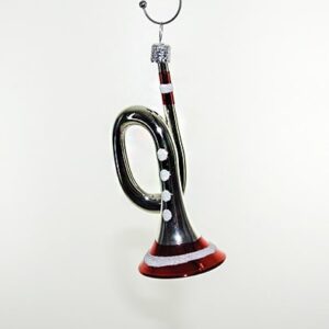 Sølv og rød trompet juletræskugler 10 cm