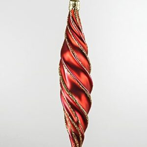 Rød snoet dråber juletræskugler 14 cm