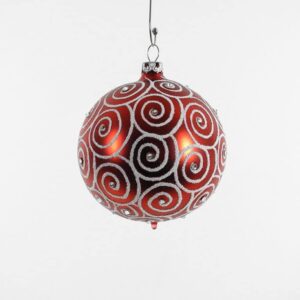 Rød silkemat juletræskugle med swarovski sten