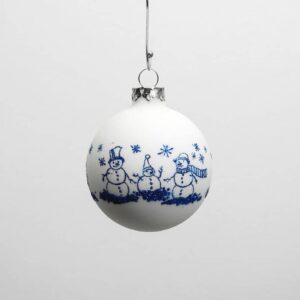 Hvid silkemat snemands juletræskugler blå deko