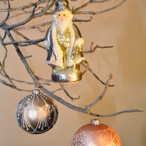 Eksklusiv julekugler pink og grå med hvid deko