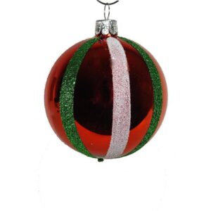 Vintage rød juletræskugle med striber