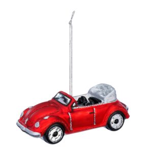 Rød WV cabriolet juletræskugle 4 cm