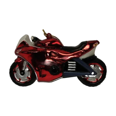 Rød sports motorcykel juletræskugle 13 cm