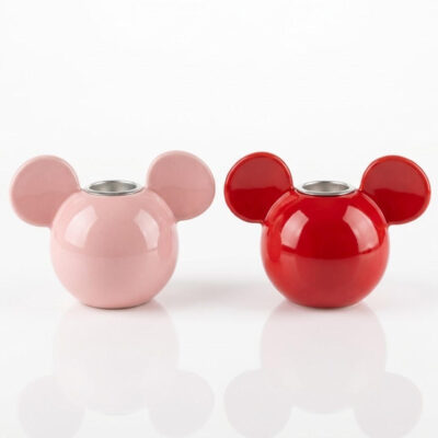 Mickey Mouse ører lysestager rosa og rød